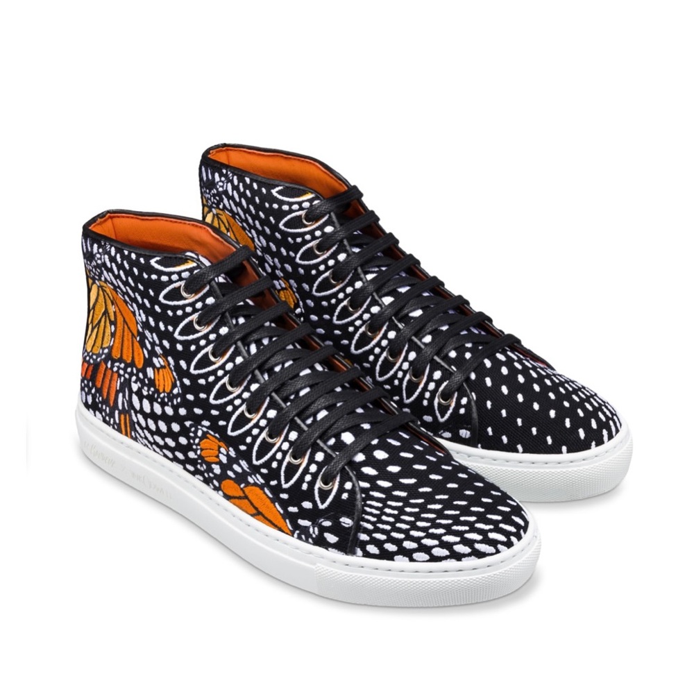 Le Mondeur X Ink Dwell MONARCH IN MODA Fully Embroidered Sneakers NEW W/ BOX